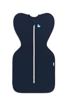 Love to dream Navy Swaddle Sack with White Zip and Teal Heart